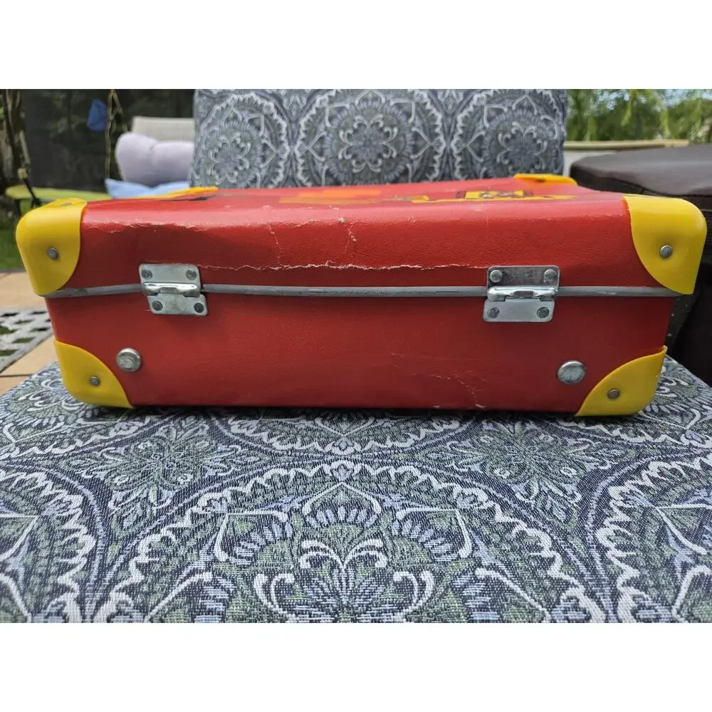 Vintage Pippi Longstocking Red Travel Suitcase Carry Case Children's Luggage...